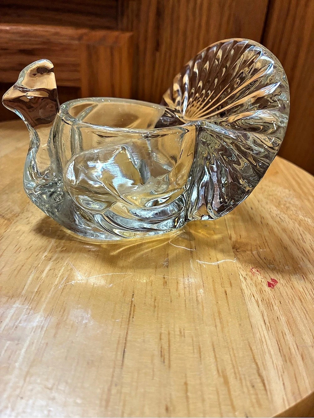Vintage Avon Turkey Votive and Taper Candle Holder Clear Glass Decor